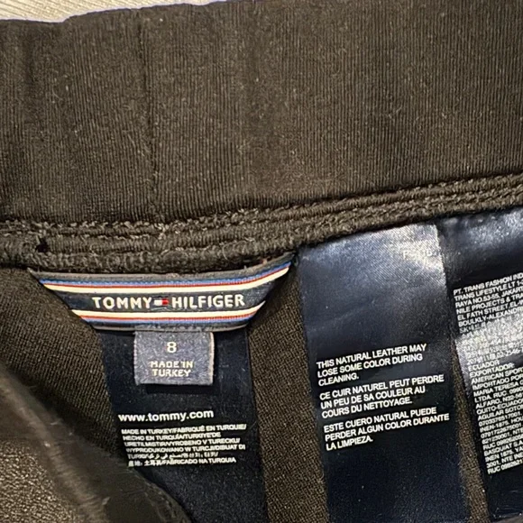 Tommy Hilfiger Black Leather Stretch Leggings - Picture 4 of 5